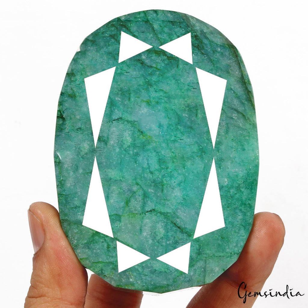 2480 Cts Natural Brazilian Green Emerald Oval Faceted Earth Mined Loose Huge Gem