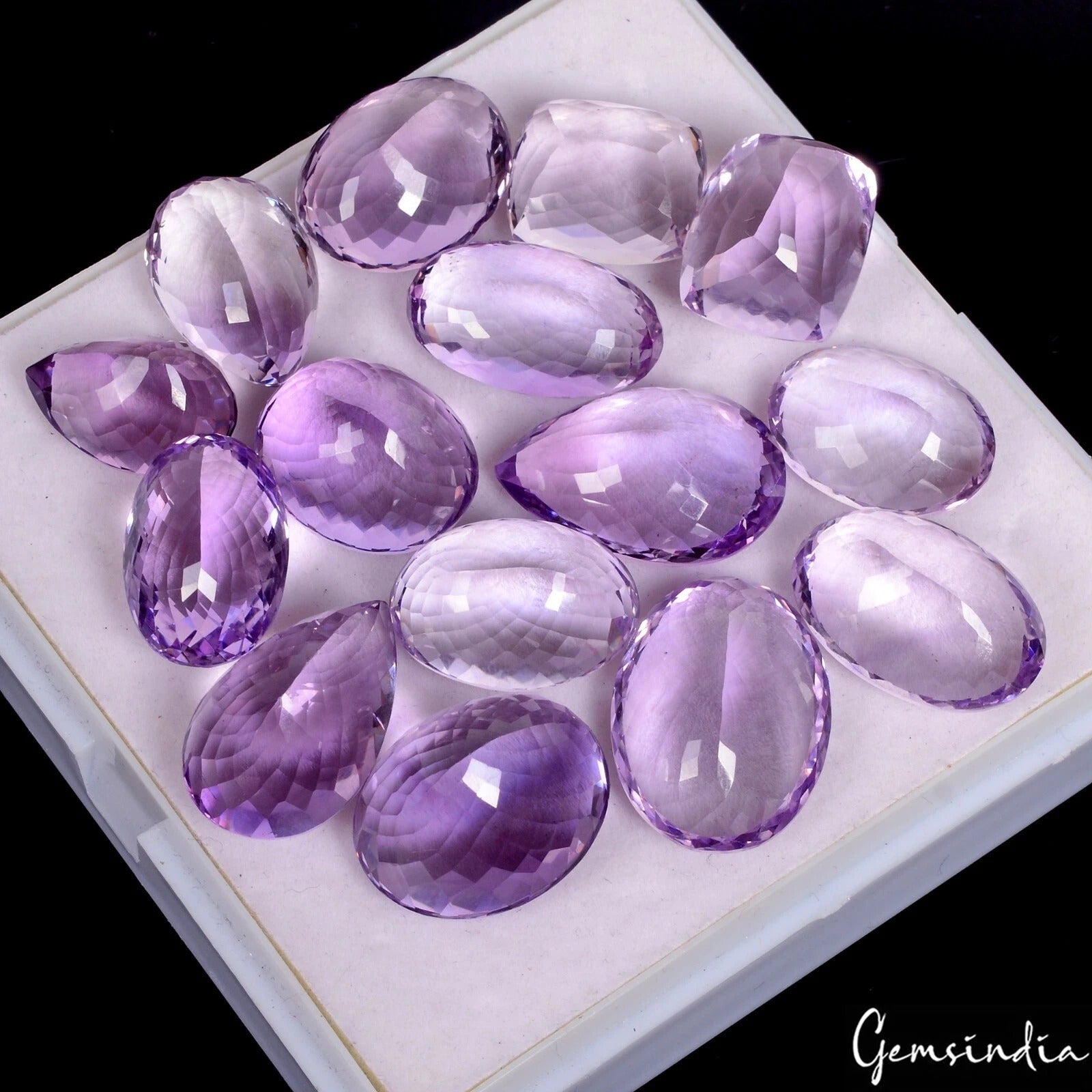 380 Ct/15 pc Mix Cut Natural Purple Amethyst- Unheated Certified Brazil Gemstone