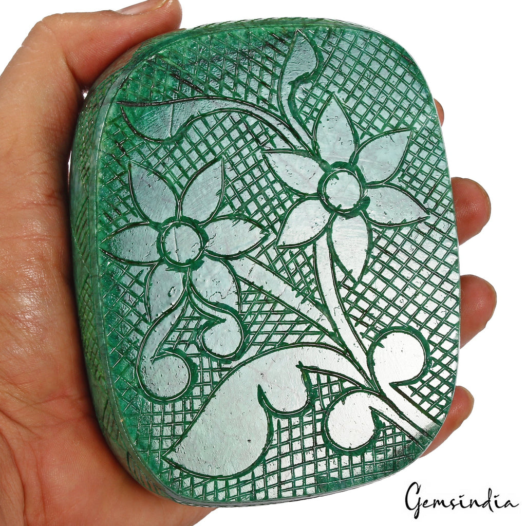 Certified 4860 Cts Natural Green Emerald Oval Carving Masterpiece Huge Size Gems