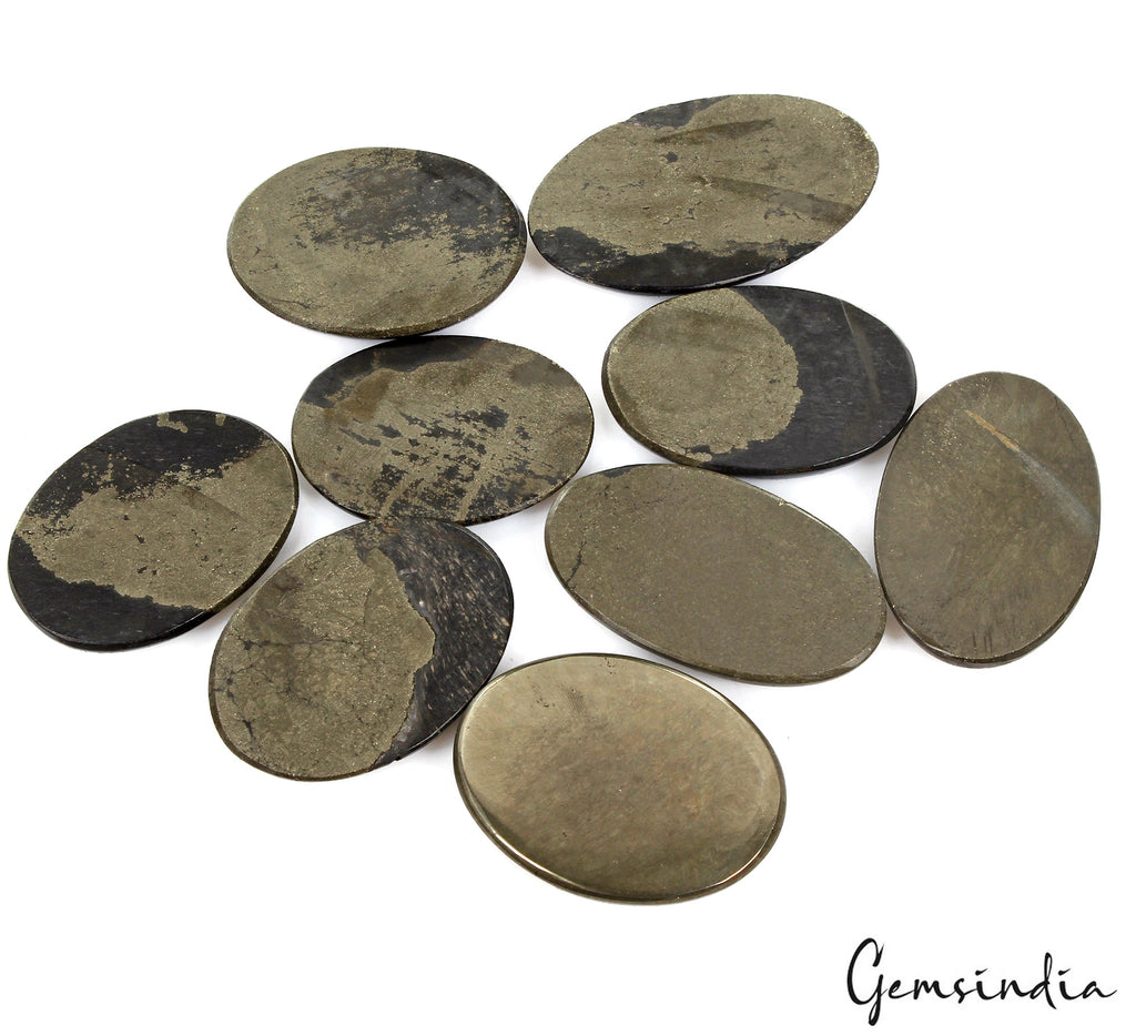 9 Pcs Natural Apache Gold Untreated 35mm-40mm Cabochon Huge Loose Gemstones Lot