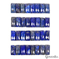 32 Pcs Natural Lapis Lazuli 15x8mm One Side Checker Baguette Loose Gemstones Lot
