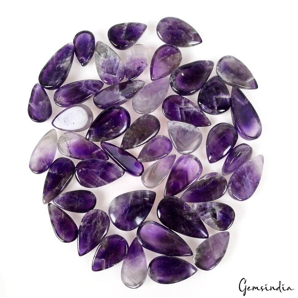 350 Ct Natural Dark Purple Amethyst Pear Cab 14-22mm Loose Untreated Gems~43 Pcs
