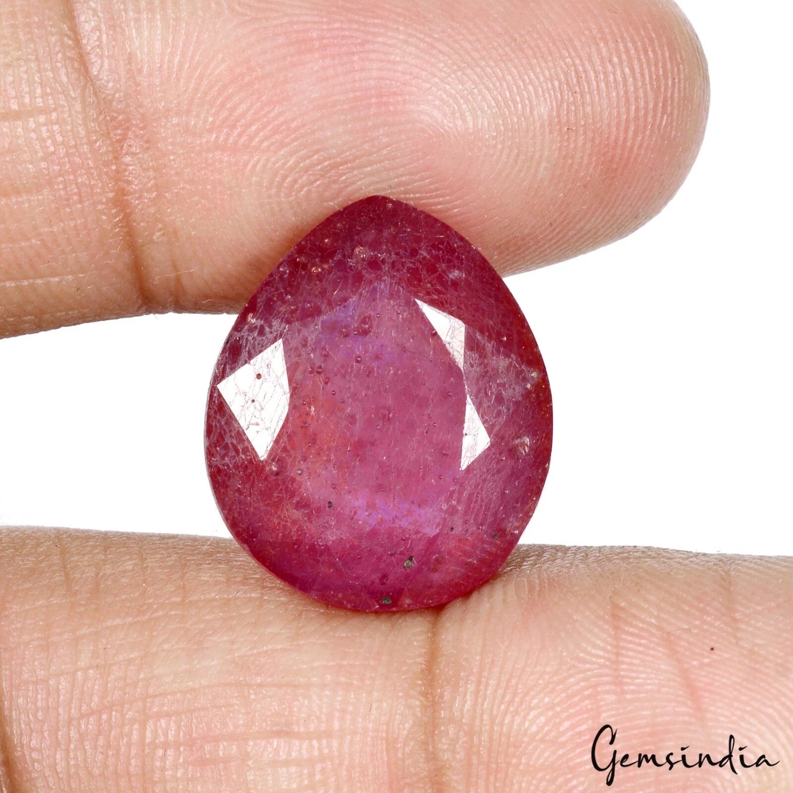 Certified 22.80Ct Natural Mozambique Pink Red Ruby Pear Faceted Cut Gem For Ring