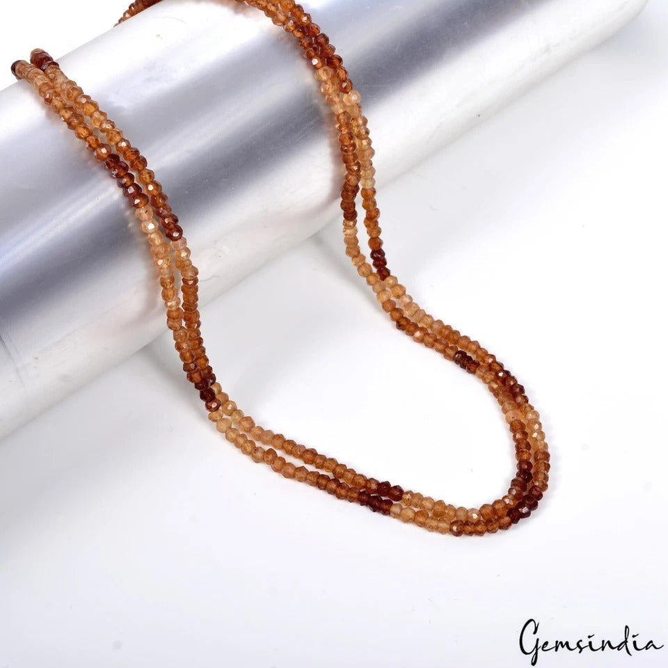 127 Cts Natural Untreated Ceylon Garnet Round Bead Handmade 2 Strands Necklace