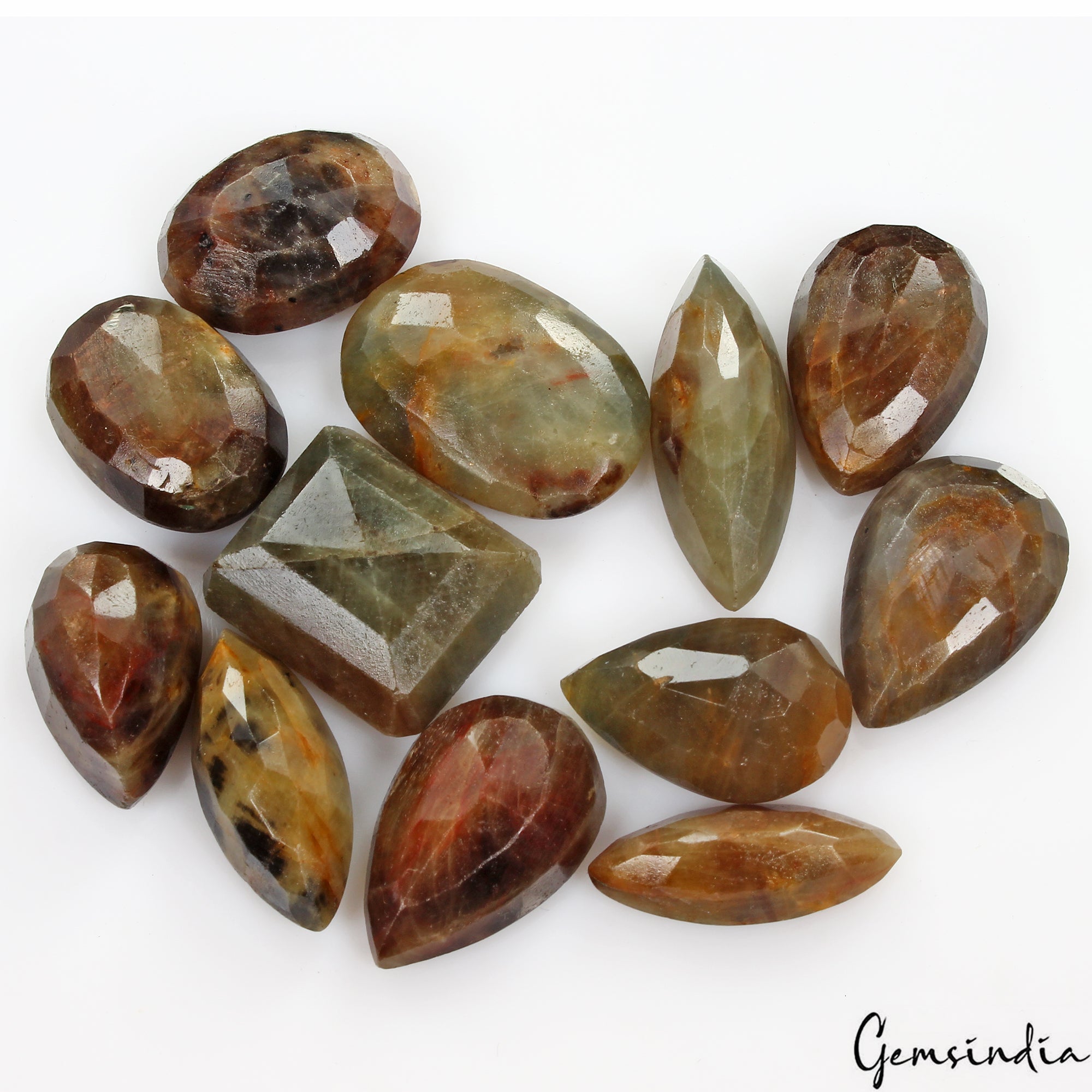 Certified 500 Cts/12 Pcs Natural Untreated Brown Sapphire Mix Faceted Loose Gems