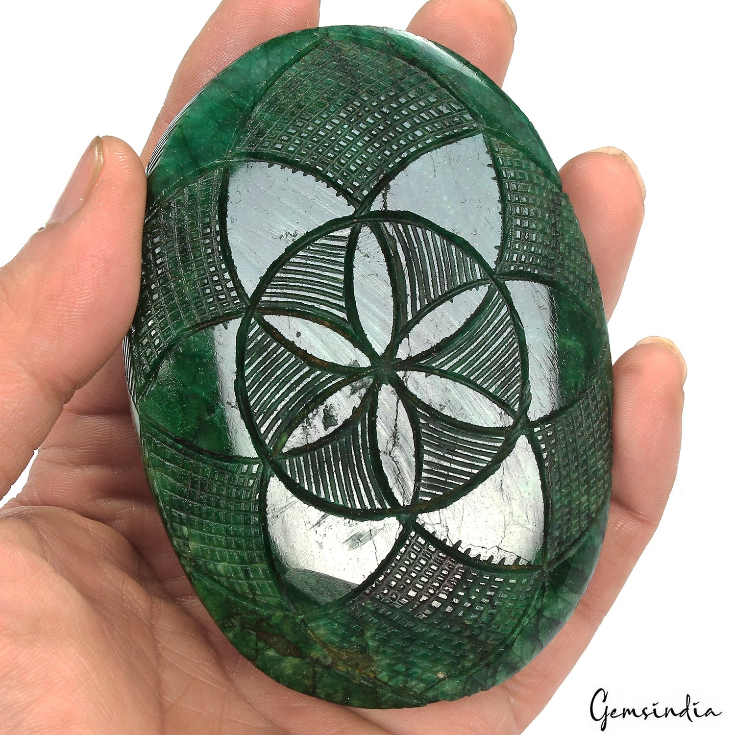 1900 Ct Natural Green Brazilian Emerald Oval Cut Both Side Carving Loose Gems