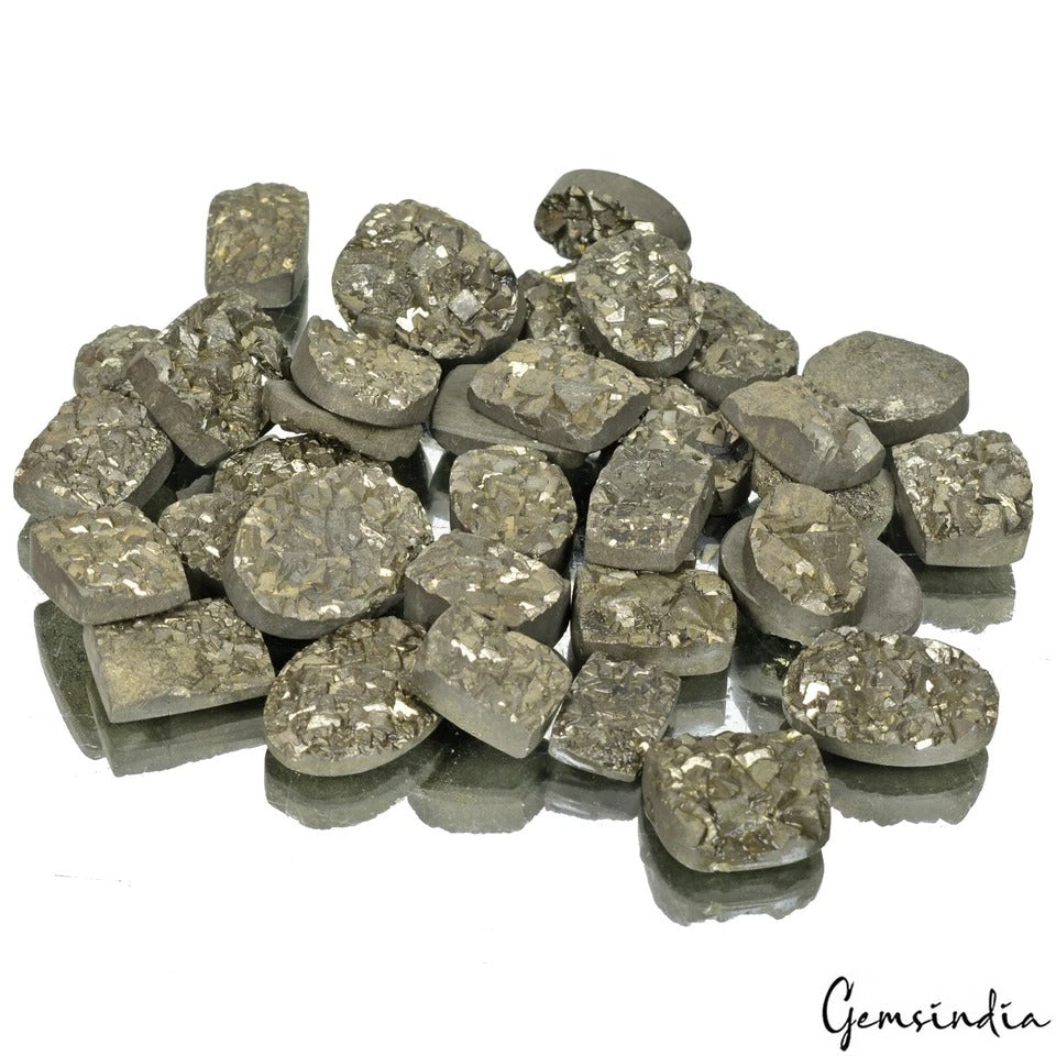 1530 Ct Natural Untreated Gold Pyrite Mix Cut Druzy Gems Lot 36 Pcs For Jewelry