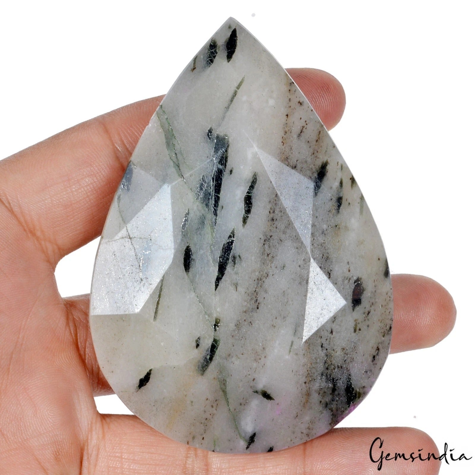 Rutilated Quartz Loose Gemstone, Pear Cut, Untreated — 85x59x23 mm, 880 Ct, Madagascar