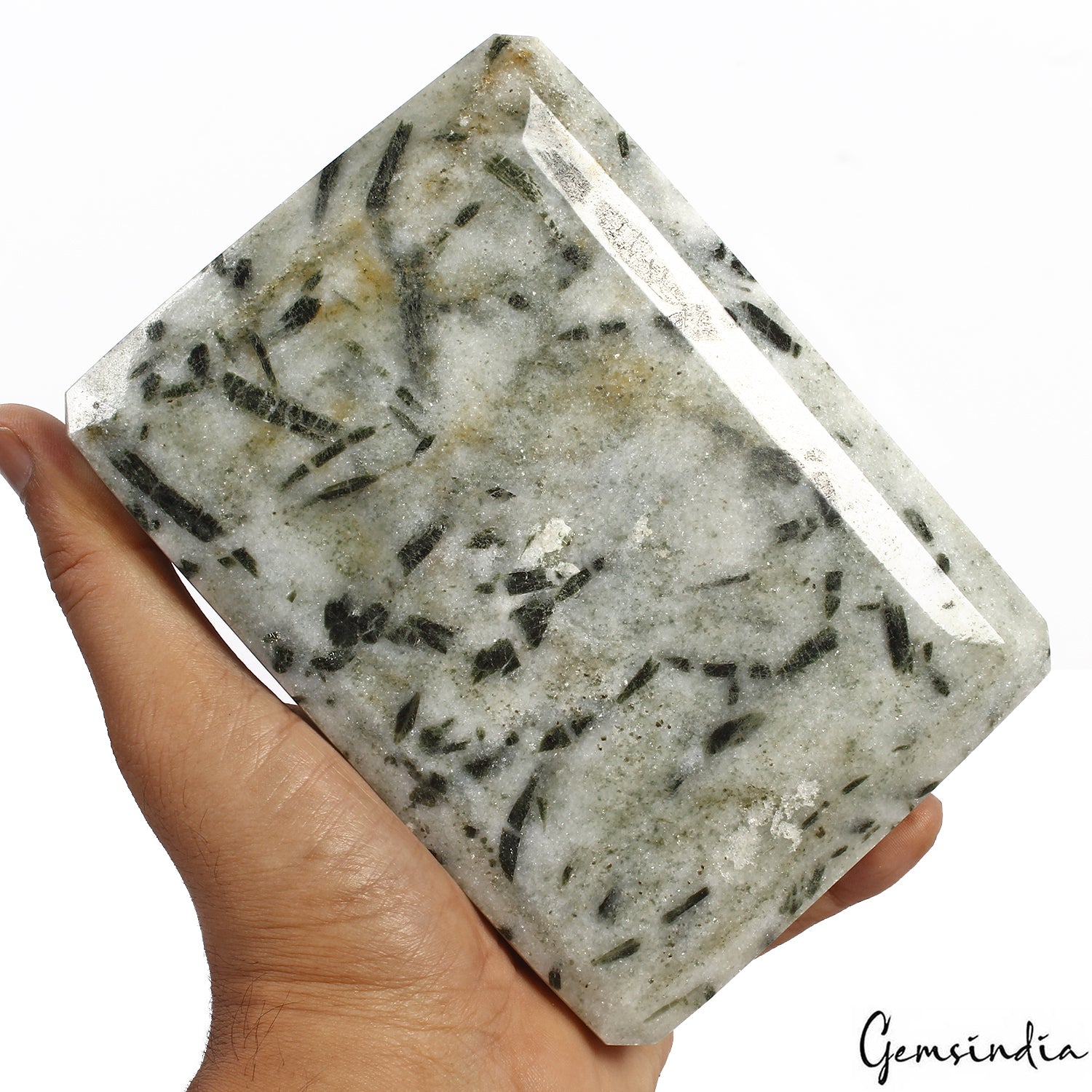Rutilated Quartz Loose Gemstone, Black — 5.7x4.1x2.3 Inch, 9940 Ct (1.988 Kg), Madagascar