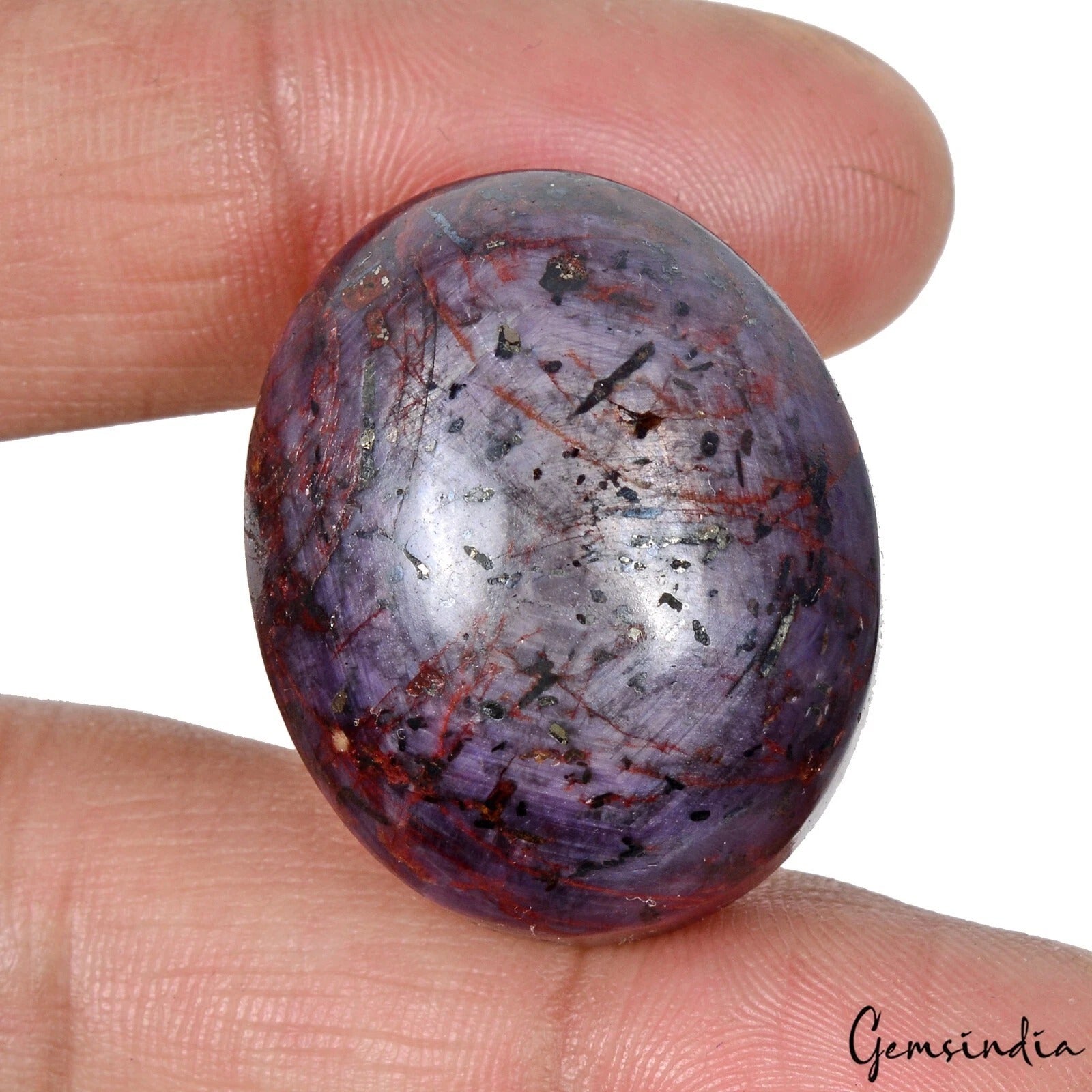 Certified 139 Ct Natural Natural Purple Red Star Ruby Oval Cabochon Loose Gem