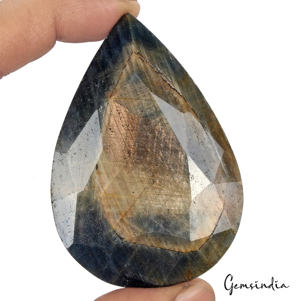 630 Ct Natural Blue Brown Untreated Sapphire Pear Faceted Earth Mined Loose Gems