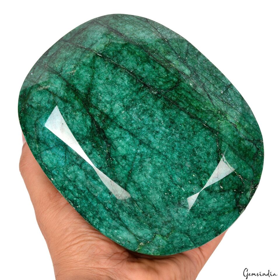 Large 3.6 Kilo Natural Green Emerald Oval Cut Collectors' Grade Brazil Gemstone