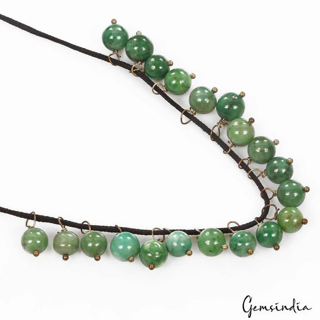 178.60 Ct/20Pcs Natural Green Emerald Round Cab Wire Loop Drill Bead For Jewelry