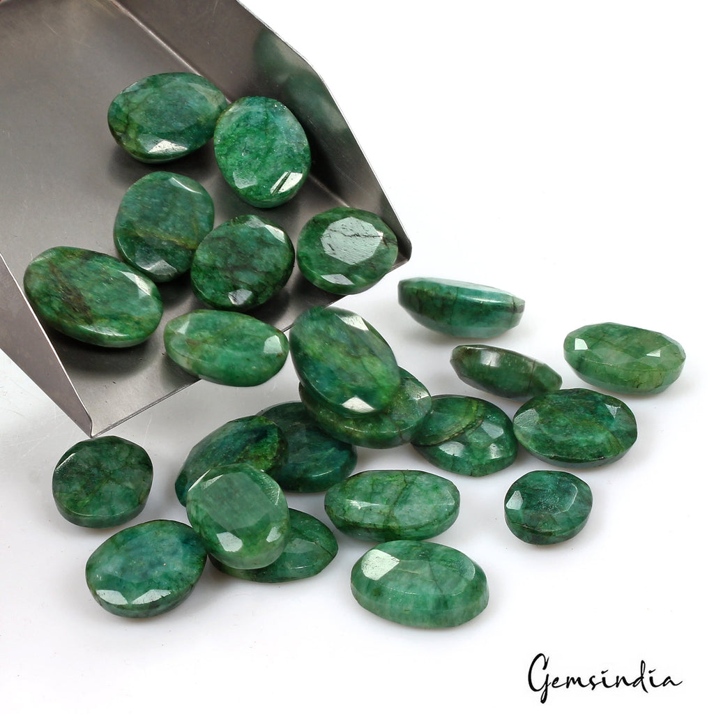 Certified Natural Green Emerald 500 Ct Oval Cut Loose Ring Size Gemstones~23 Pcs