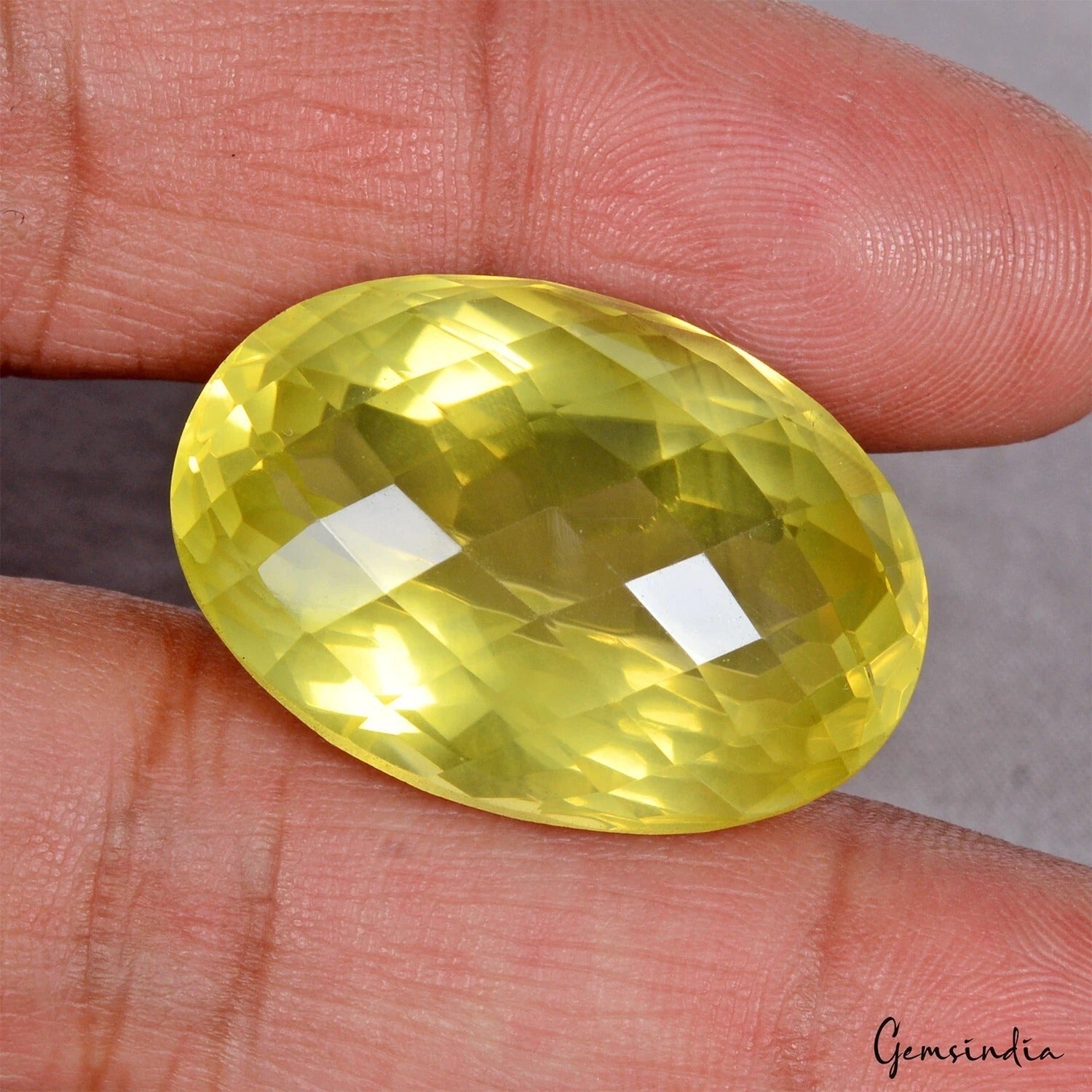 Certified 58.50 Cts Natural Golden Yellow Citrine Oval Checker Cut Gem For Ring