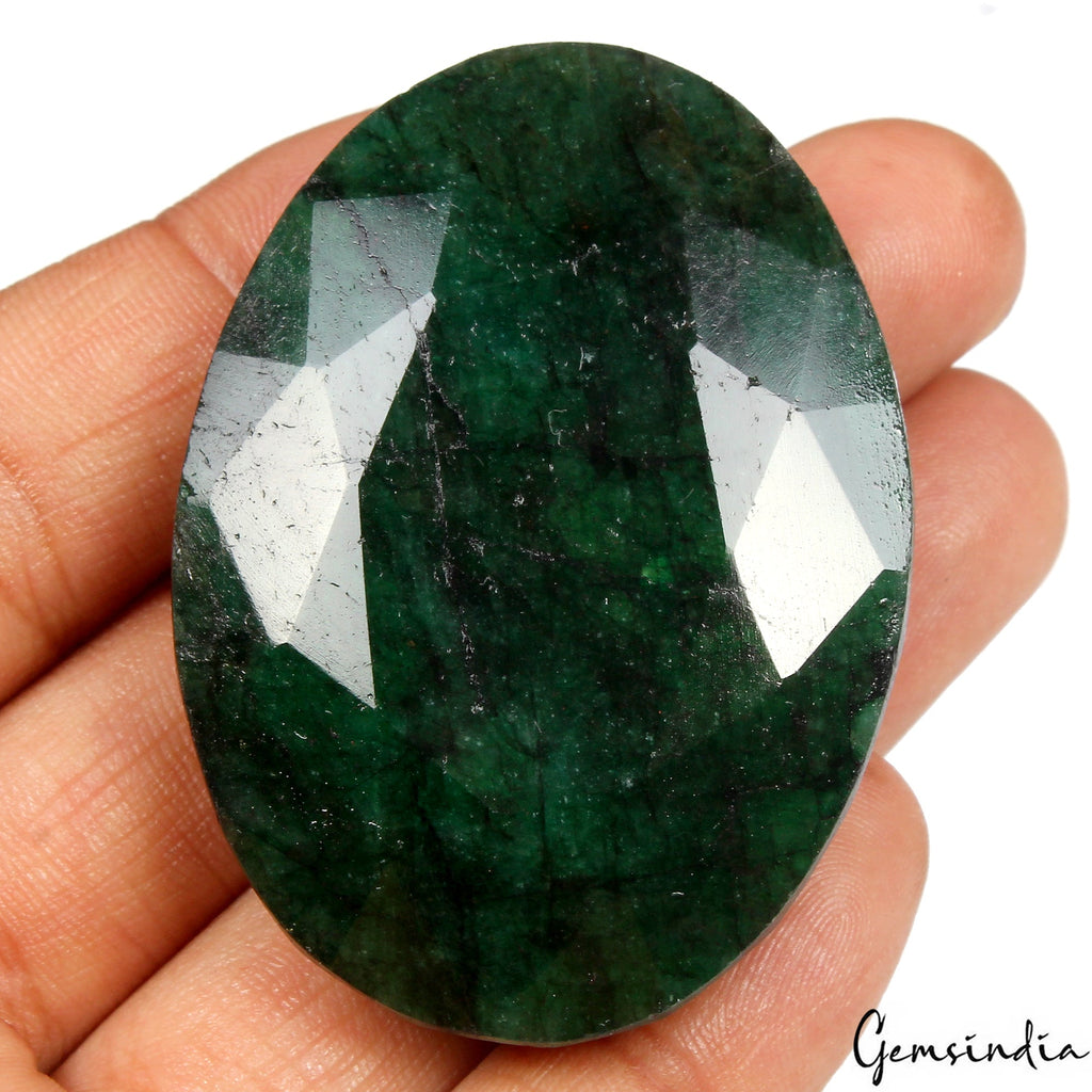 300 Ct Natural Green Emerald Oval Faceted Earth Mined Loose Gemstone From Brazil
