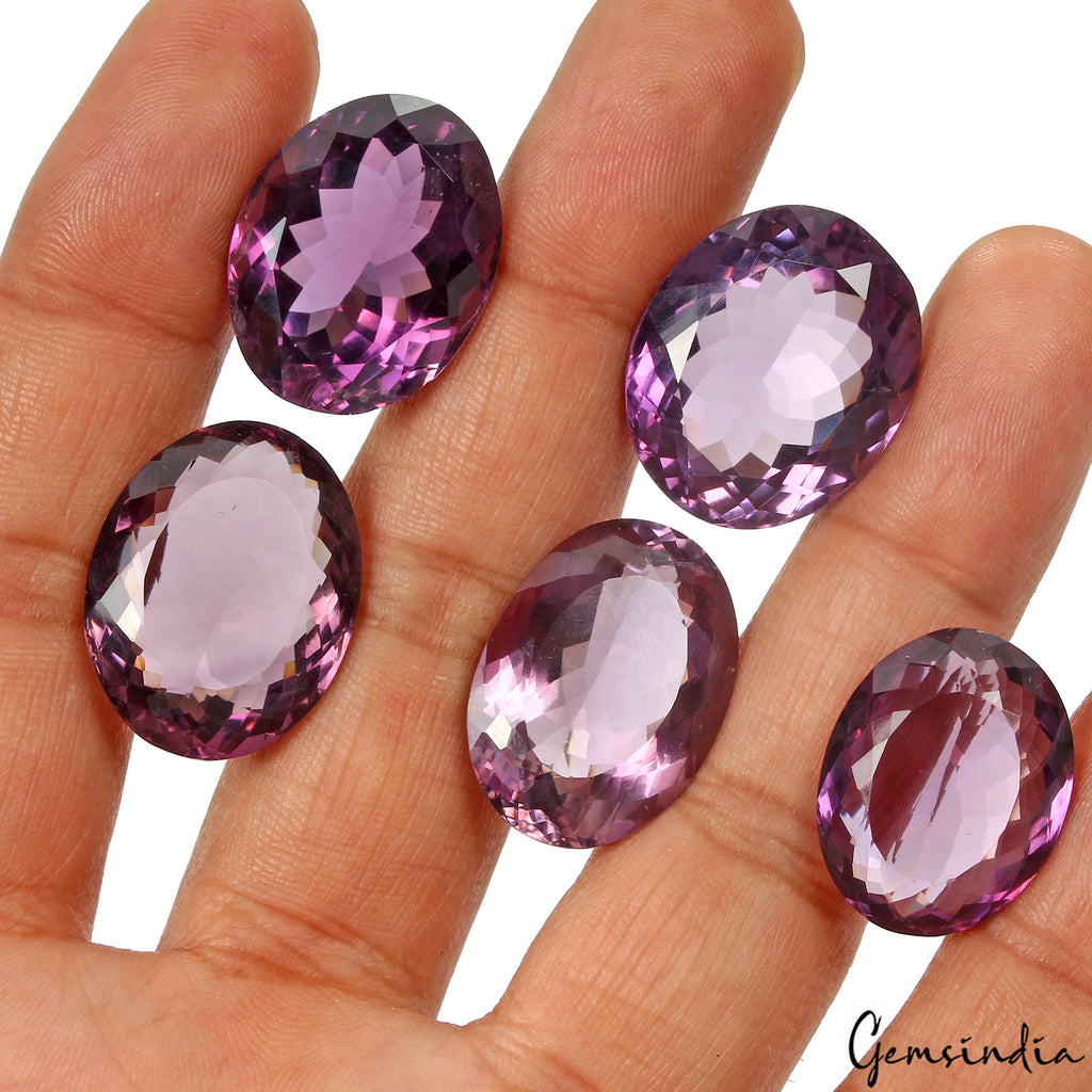 143.80 Ct 5pcs Lot VVS Oval Natural Purple Amethyst - Unheated Brazil Gemstones