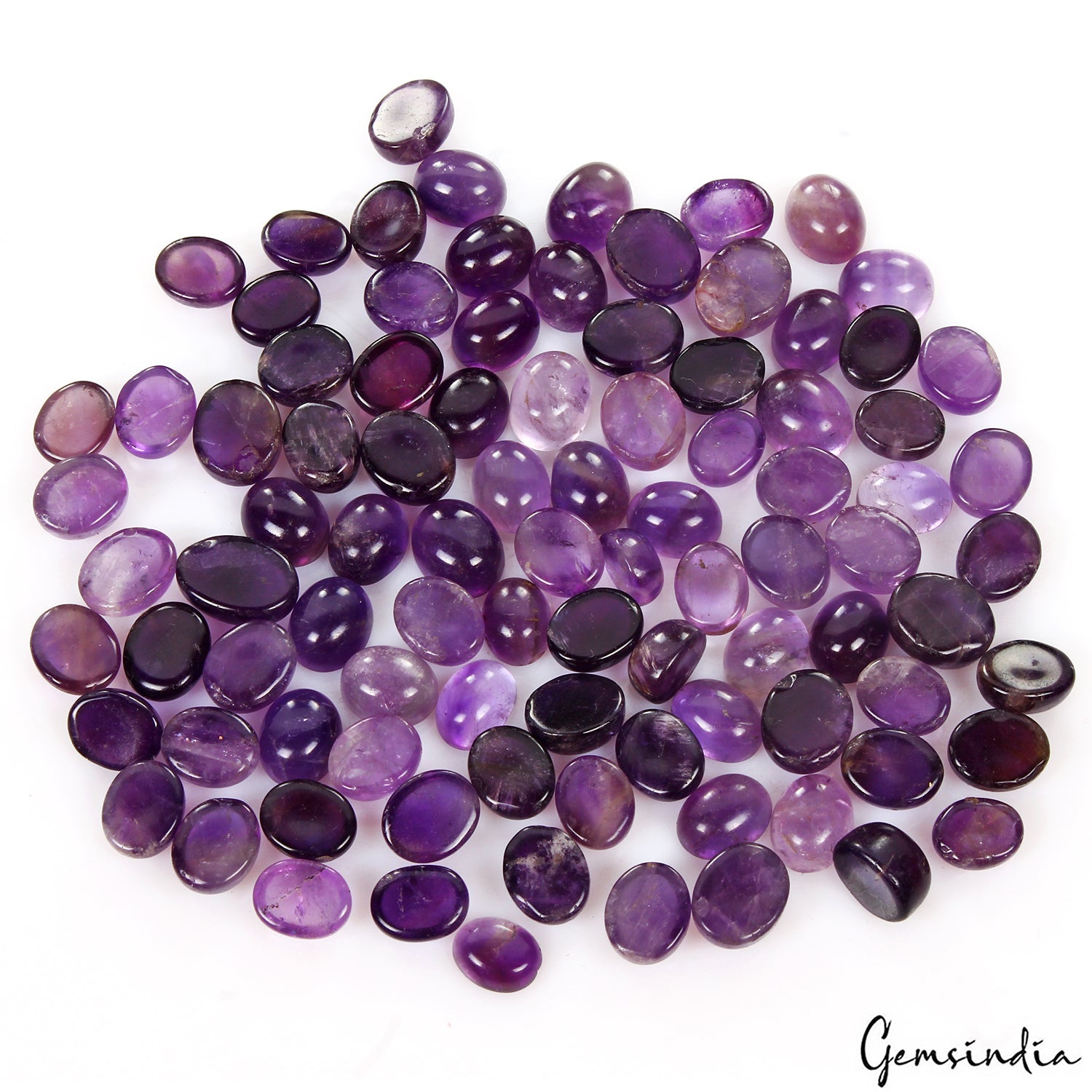 400 Cts/93 Pcs Natural Untreated Purple Amethyst Round Cabochon Loose Gems Lot