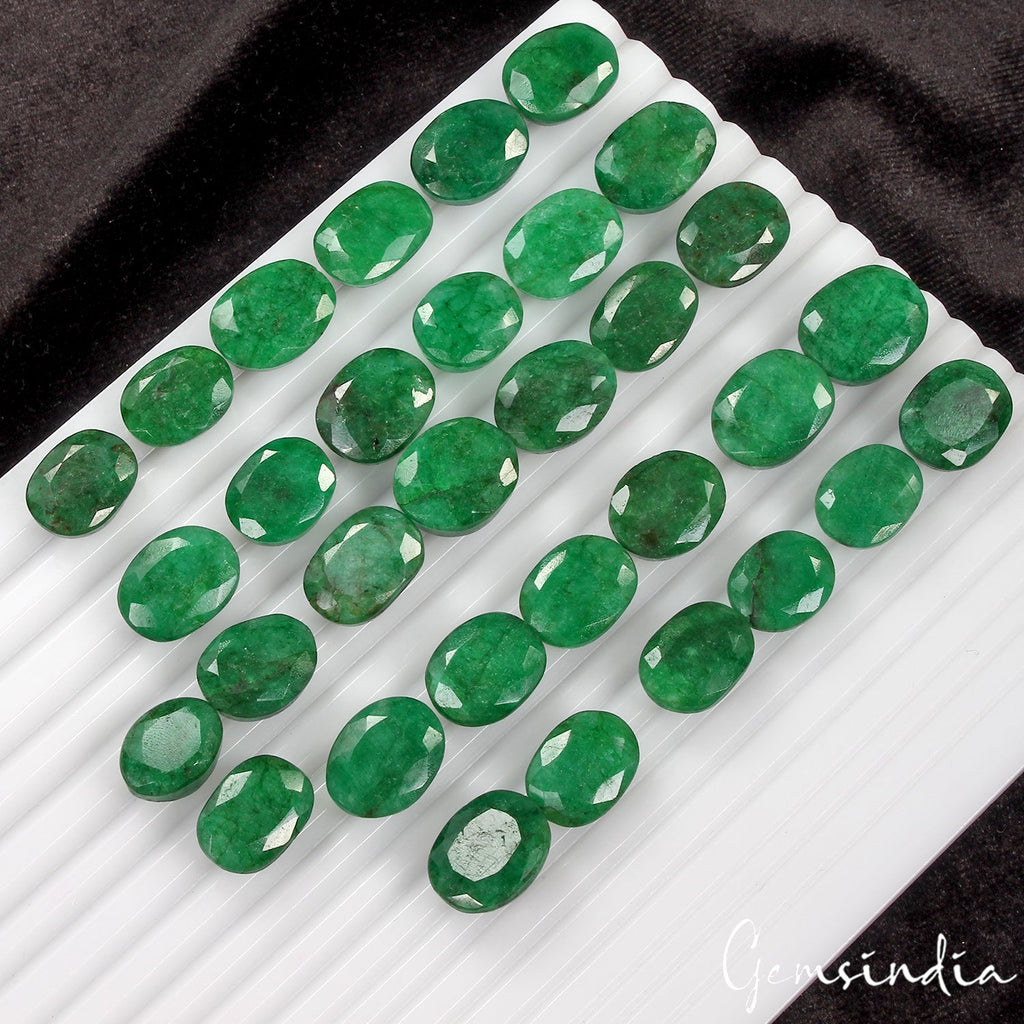 450 Ct Natural Top Green Emerald Oval Cut Loose Ring Size Gemstones Lot ~32 Pcs