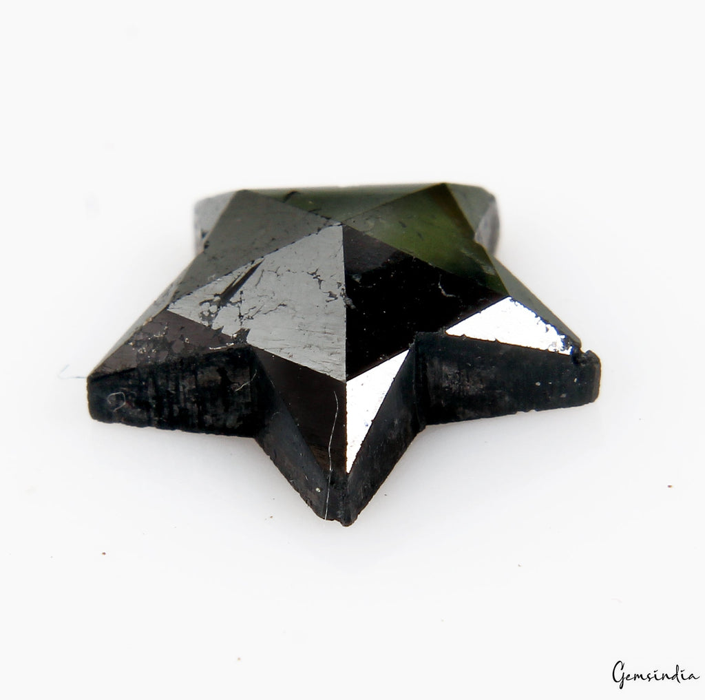 4.1 Carats 100% Natural Polished Star Shape Loose Earth Mined Black Diamond~13mm