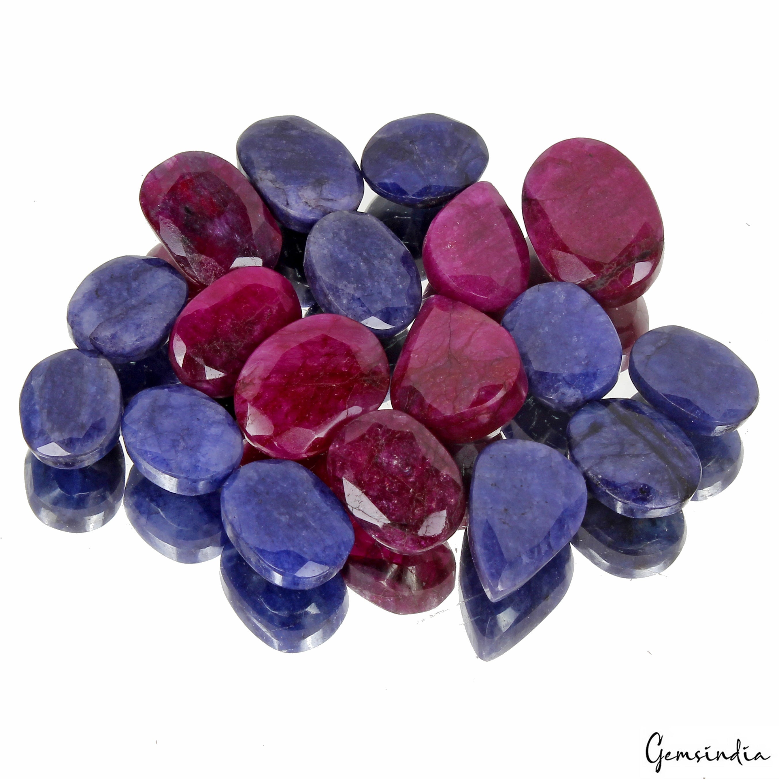 280 Ct/18 Pcs Natural Red Blue Beryl Mix Cut Loose Jewelry Making Gemstones Lot