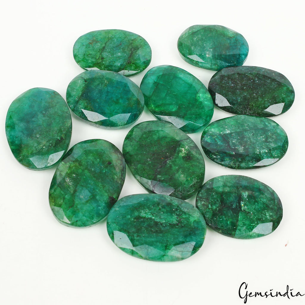 640 Cts/11 Pcs Natural Brazilian Green Emerald Oval Cut Loose Gems For Jewelry