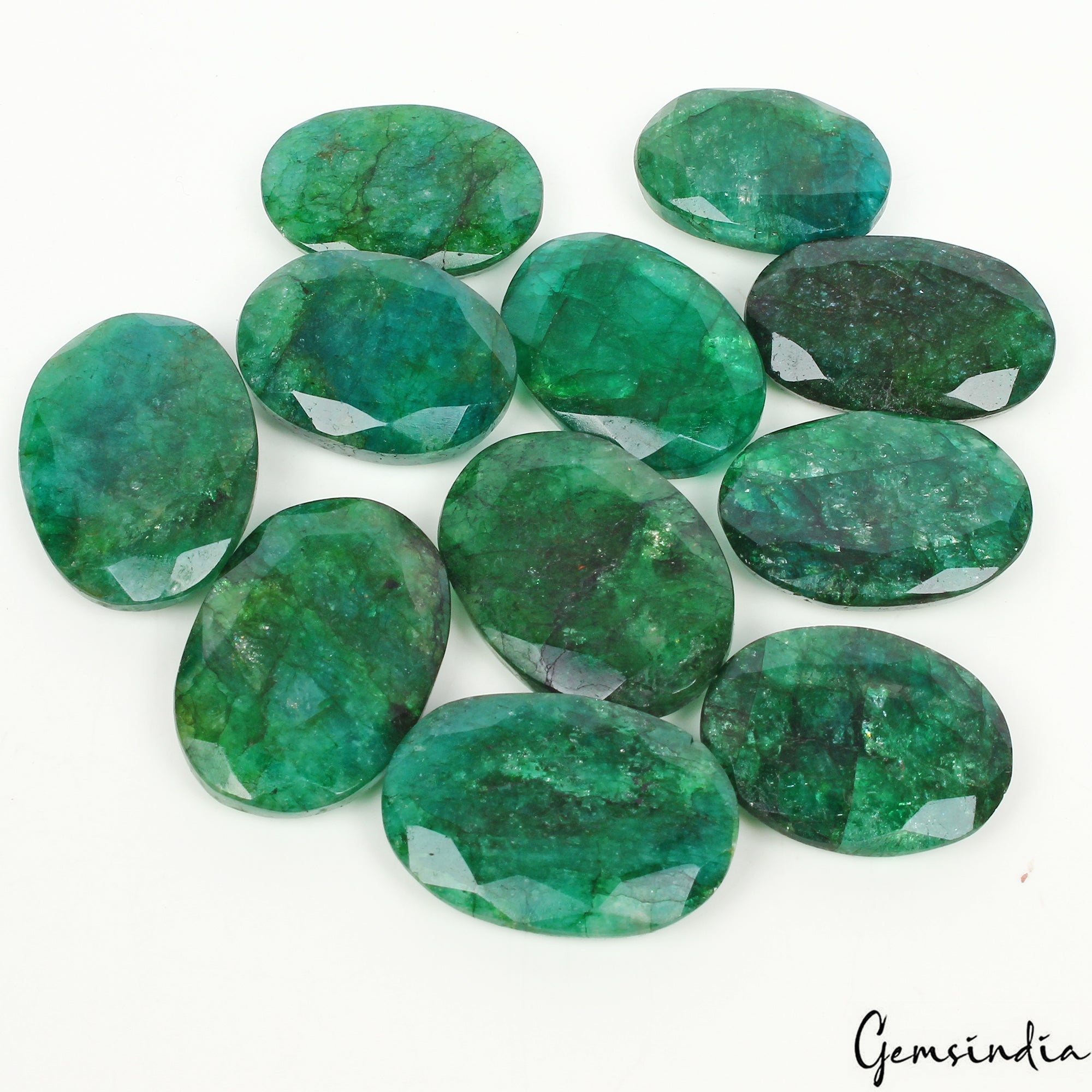640 Cts/11 Pcs Natural Brazilian Green Emerald Oval Cut Loose Gems For Jewelry