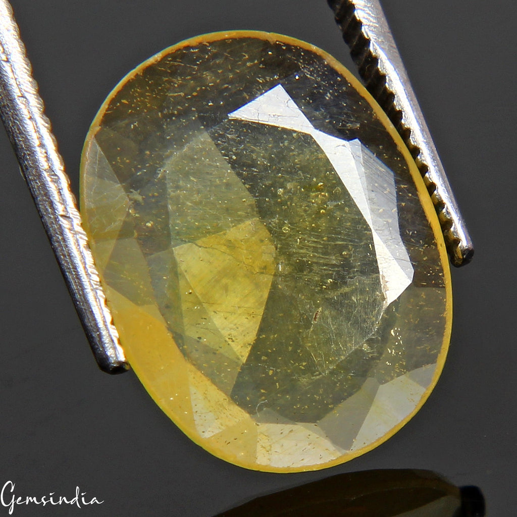 3.50 Cts Natural Ceylon Sapphire Yellow Cushion Cut Untreated Certified Gemstone