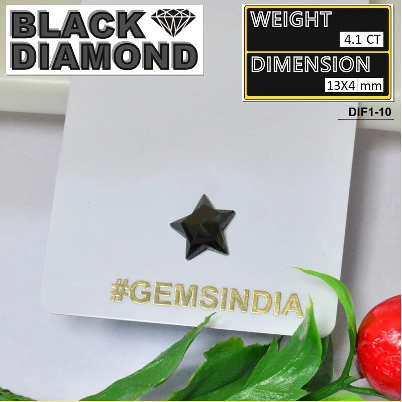 4.1 Carats 100% Natural Polished Star Shape Loose Earth Mined Black Diamond~13mm