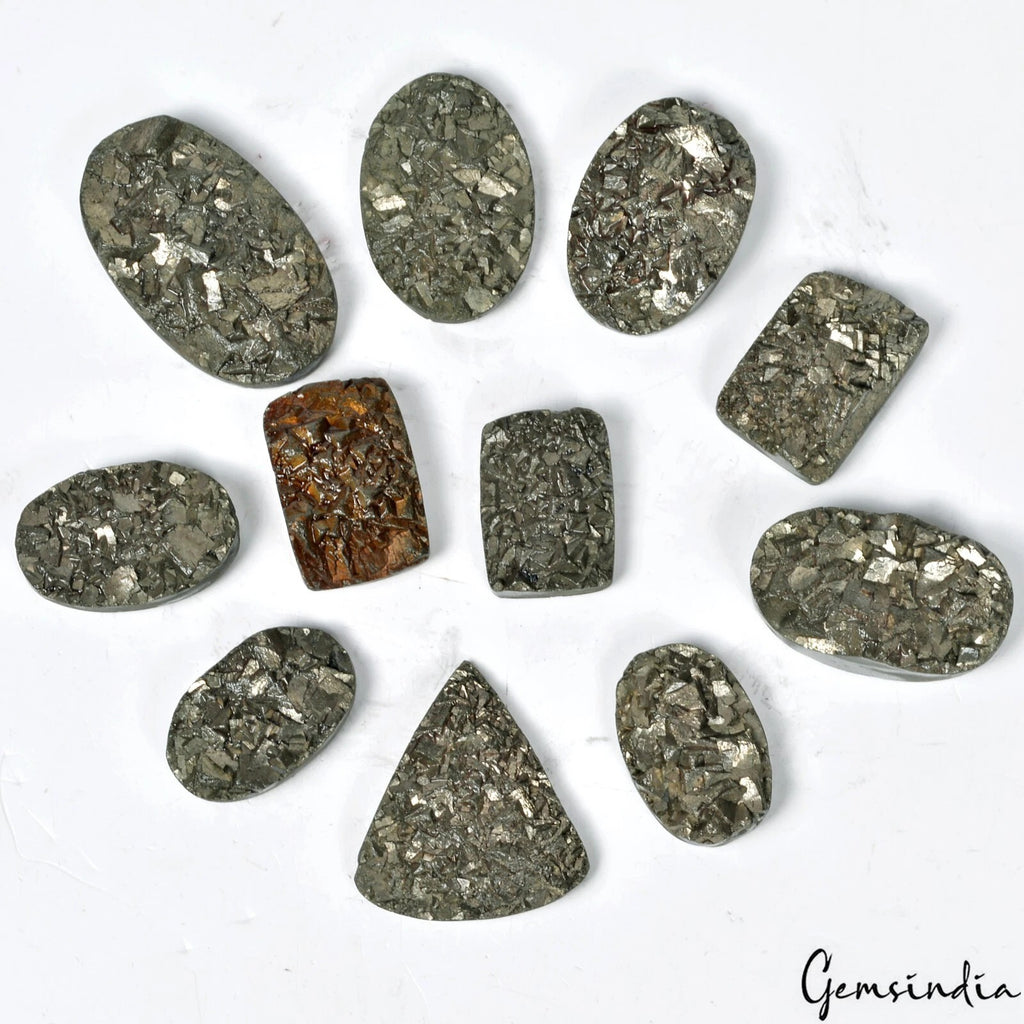 Pyrite Lot, Loose Gemstone, Untreated, Gold — 11 Pieces, 27mm to 48mm, 1680 Ct, India