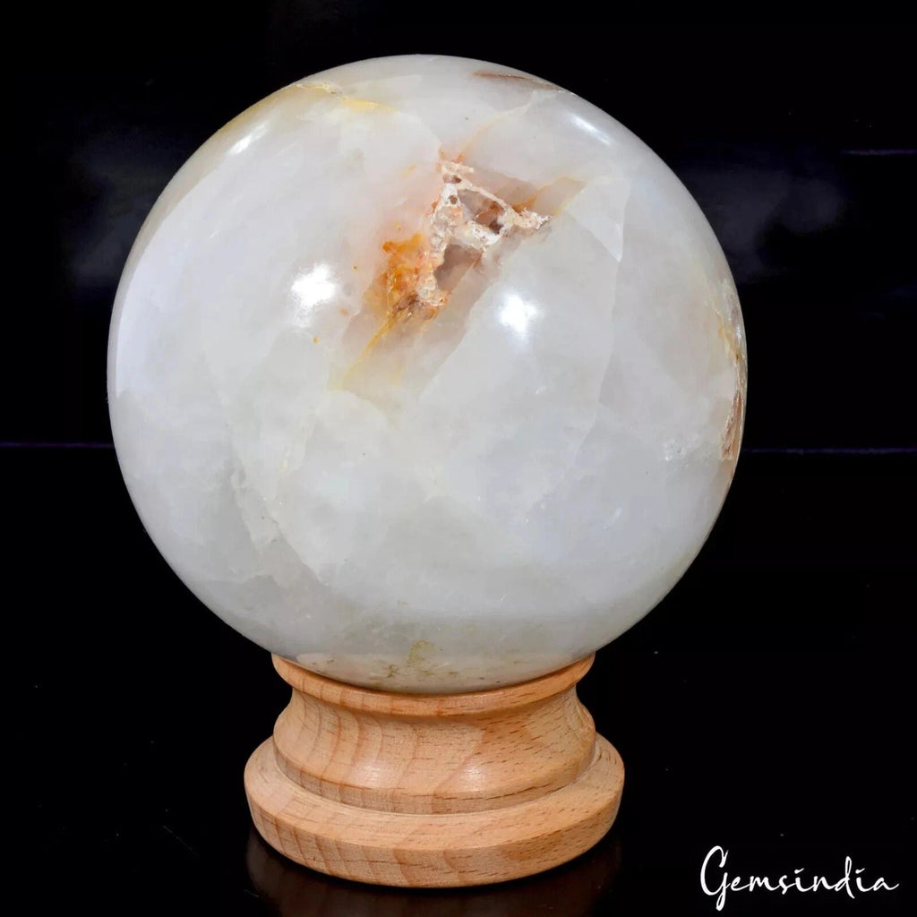 3720 Ct Natural White Quartz Healing Crystal Mineral Sphere Gemstone With Stand