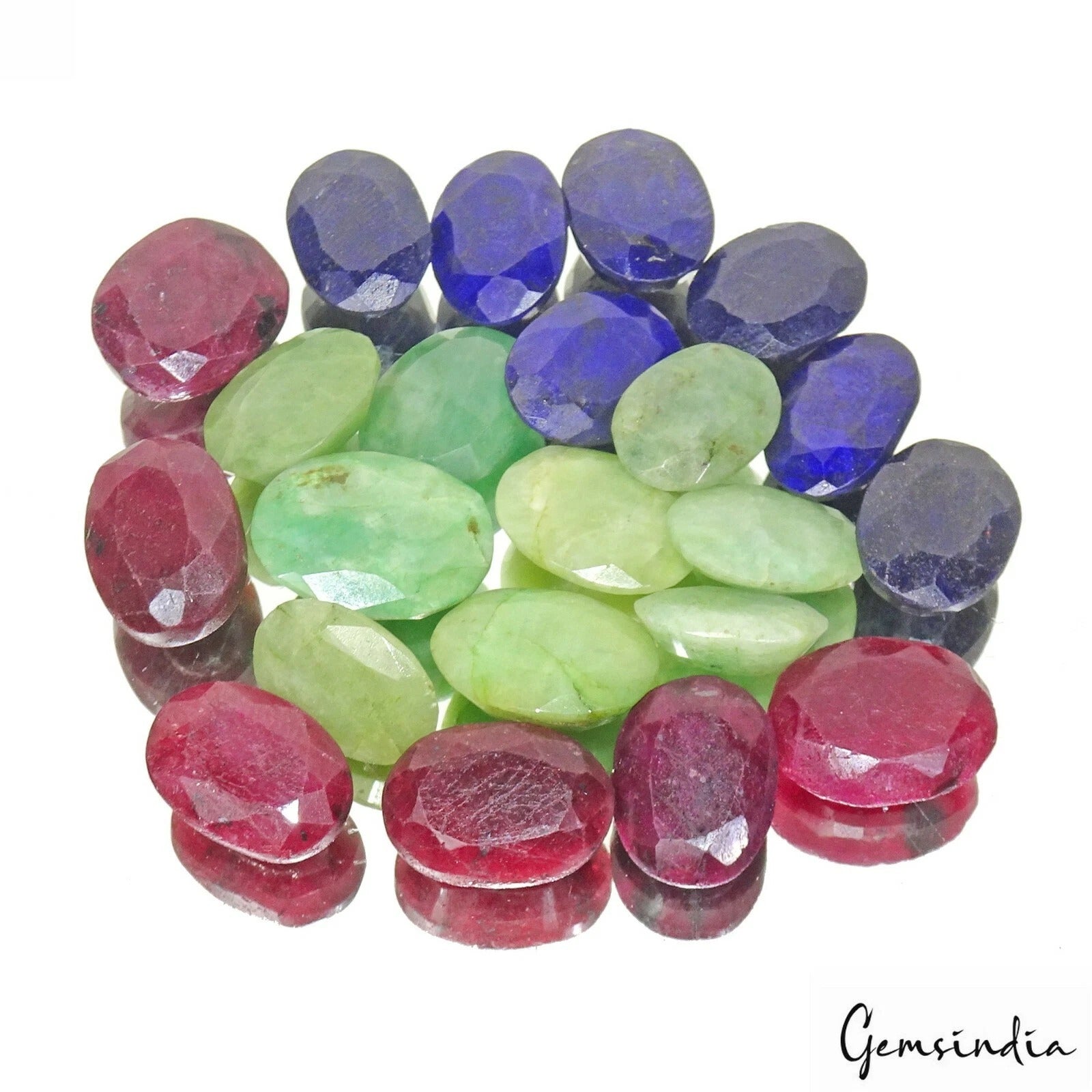 234.80 Ct Natural Ruby Emerald Sapphire MIx Faceted Gems Lot 22 Pc For Jewelry