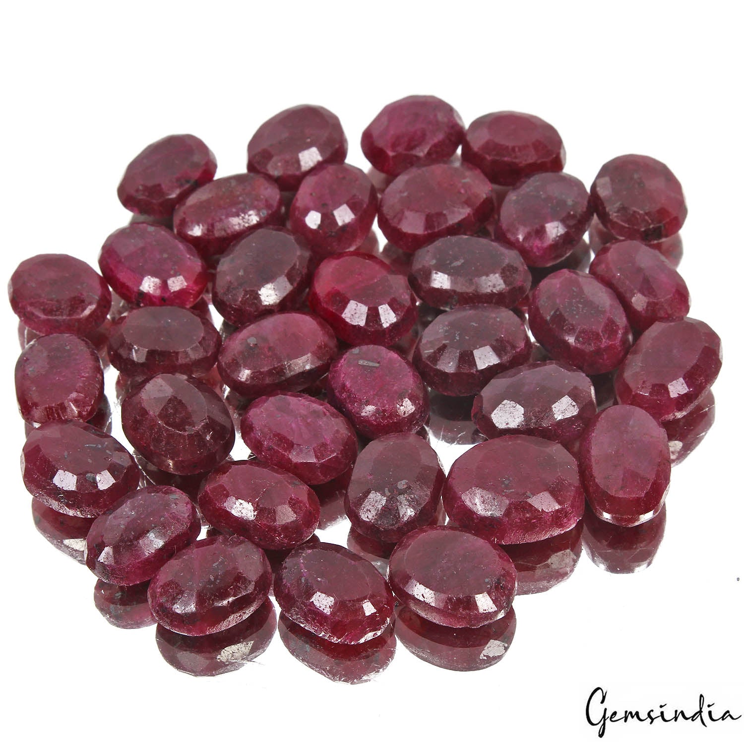 600 Cts/34 Pcs Natural Dark Red Ruby Oval Faceted Cut Loose Gems Lot For Jewelry