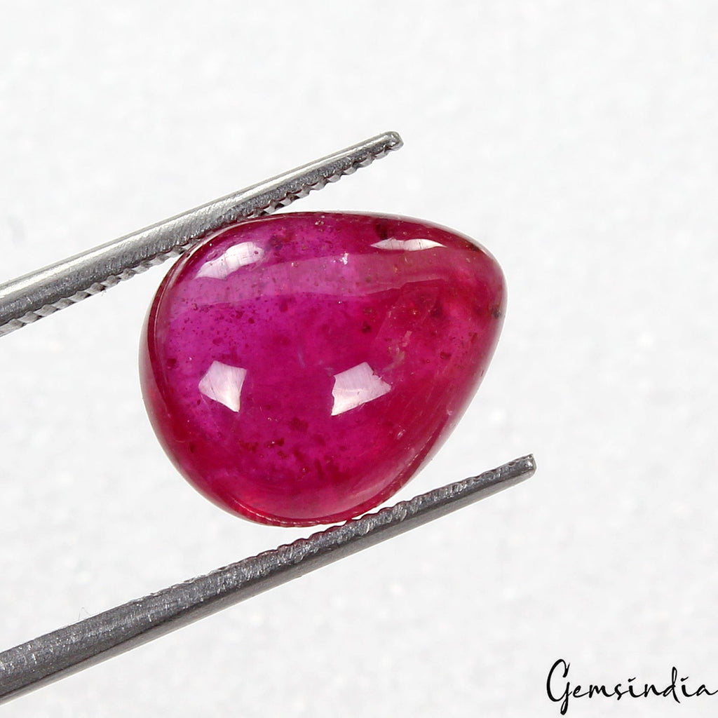 8.20Ct. Natural Gemstone Ruby Top Red Pear Cabochon Heated Mozambique Charming!