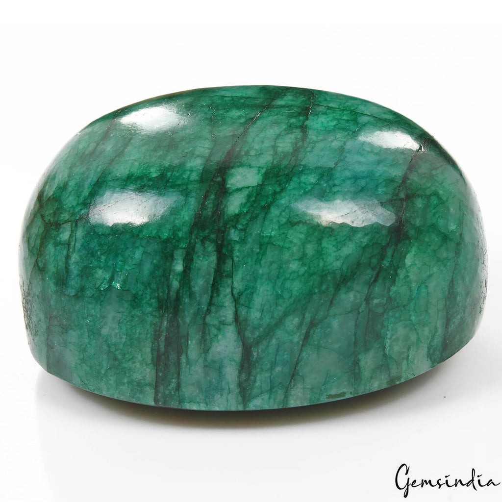 Emerald Cabochon, Color Enhanced, Green — 78x61x44 mm, 2170 Ct, Brazil