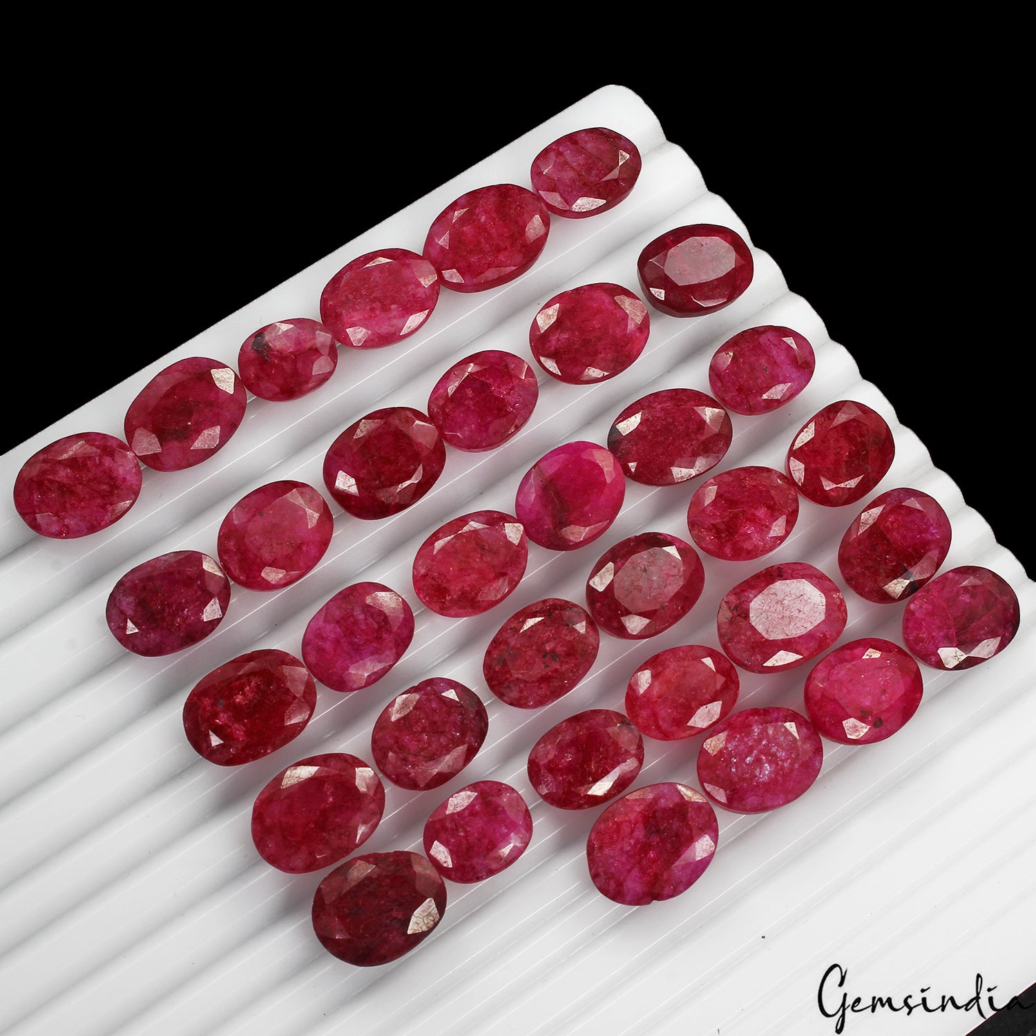 Beryl Lot, Loose Gemstone, Color Enhanced, Red — 34 Pieces, 12mm to 17mm, 320 Ct