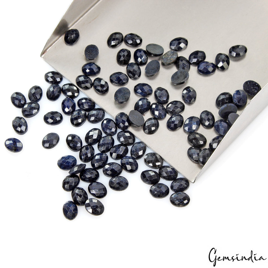 84 Pcs Natural Blue Sapphire Oval 8x6mm Checker Cut Jewelry Gemstones ~142.10 Ct