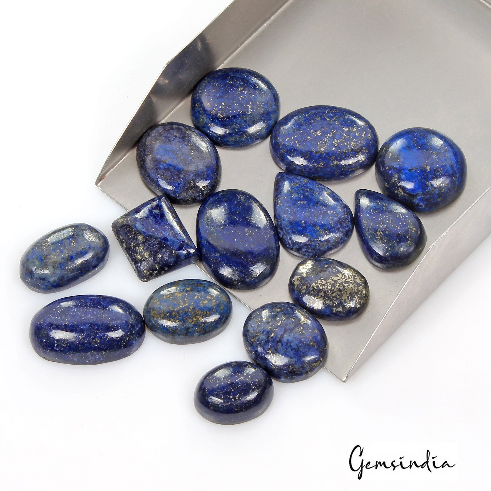 440 Ct/14 Pcs Natural Blue Lapis Lazuli Gold Flecks Mix Cab Loose Wholesale Gems