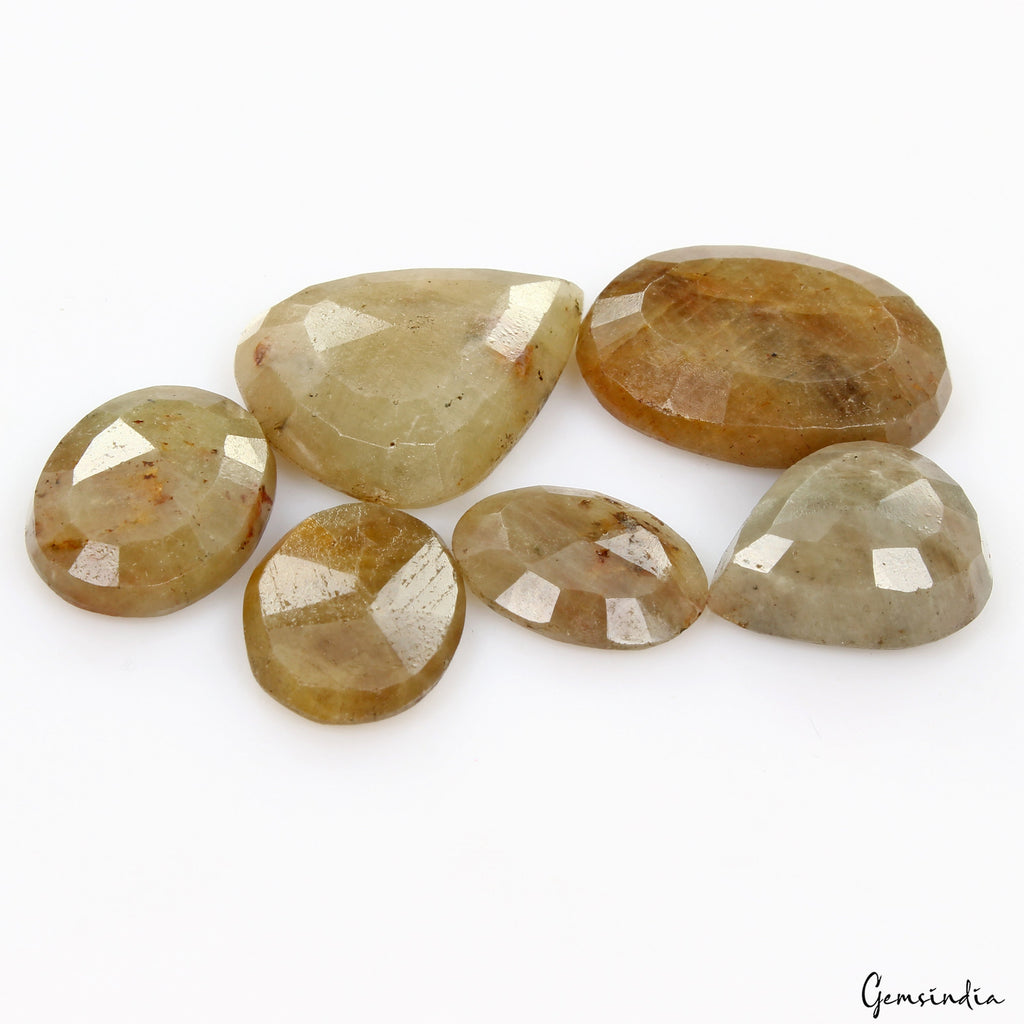 142Ct 100% Natural Yellow Brown Sapphire Untreated Mix Cut Loose Gemstones 6 Pc