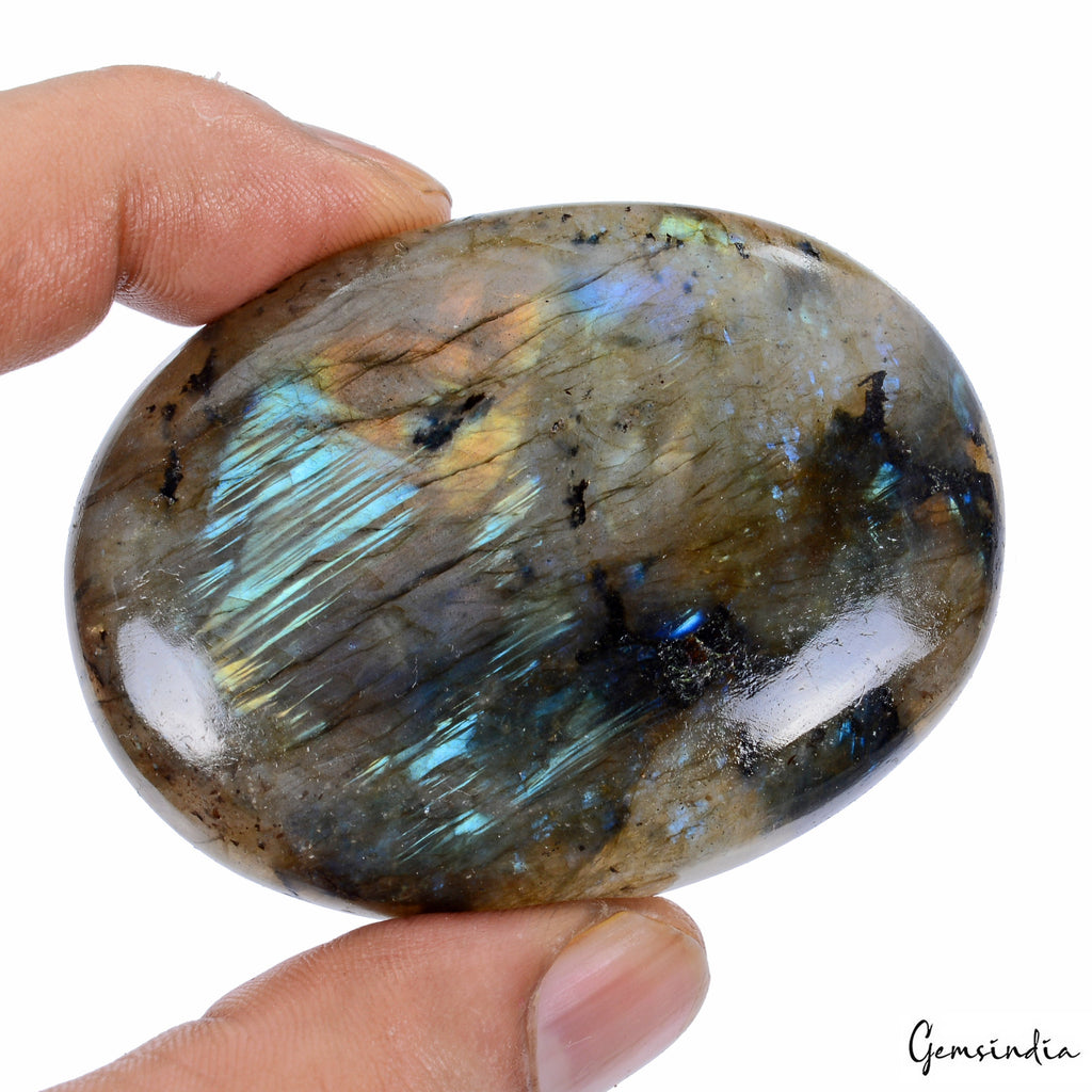 300 Ct Natural Untreated Blue Shine Labradorite Oval Cab Loose Gem For Pendant