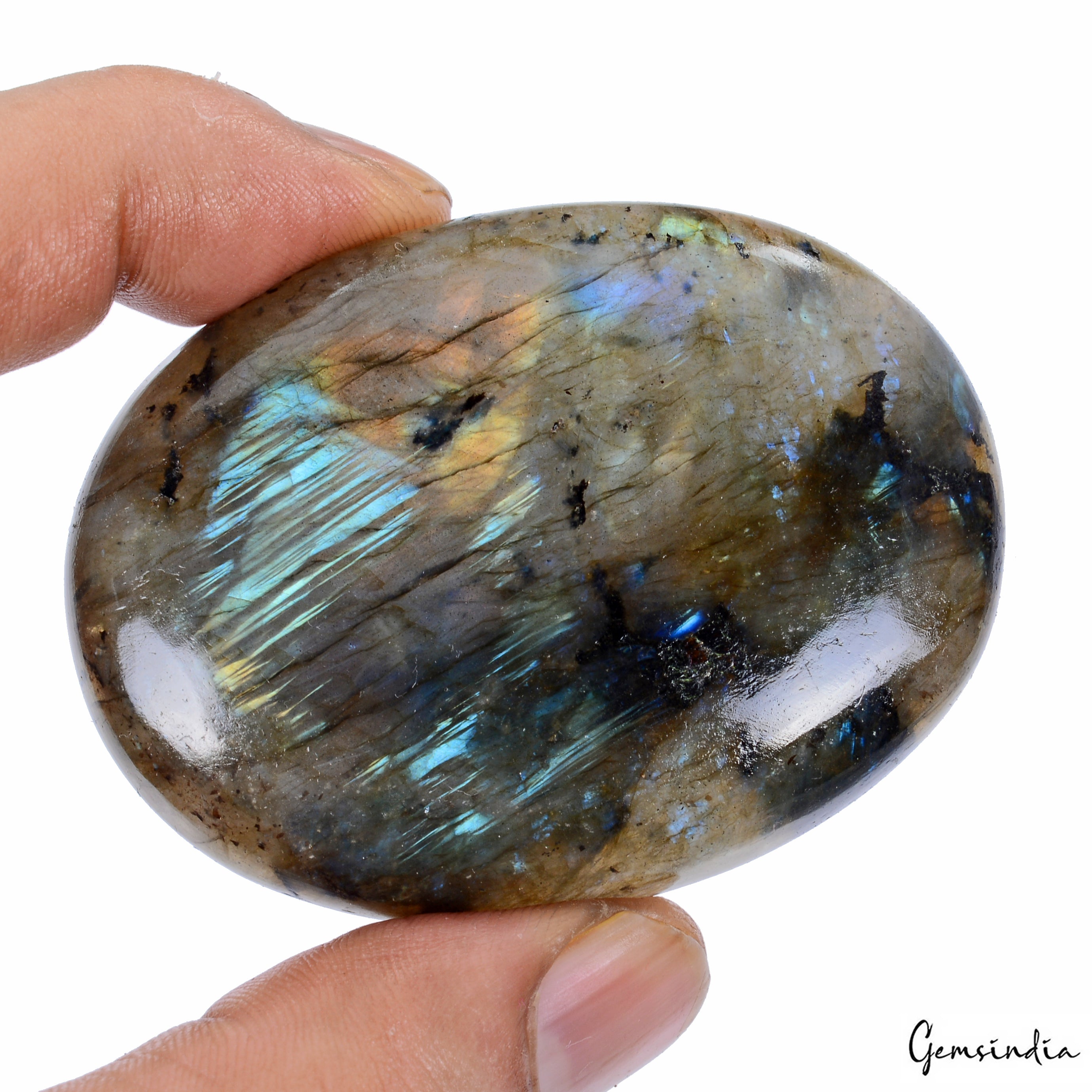 300 Ct Natural Untreated Blue Shine Labradorite Oval Cab Loose Gem For Pendant