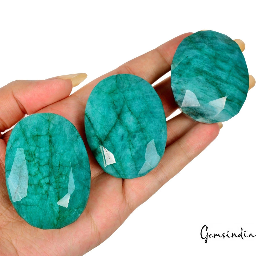 1200Ct Natural Huge Green Blue Colombian Emerald Huge Oval Cut Gemstones 46-54mm