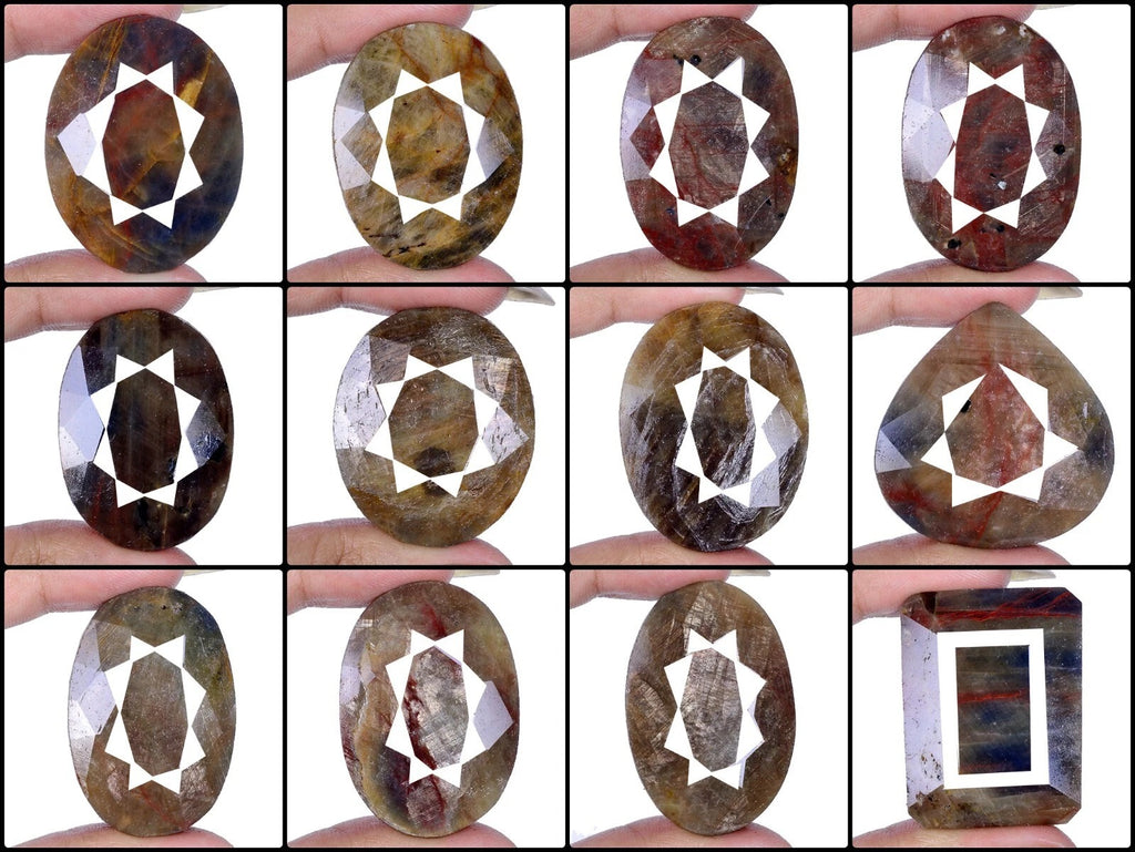 Sapphire Lot, Loose Gemstone, Oval Pear Octagon Faceted Cut, Untreated — 12 Pieces, 35mm to 45mm, 2000 Ct, Madagascar