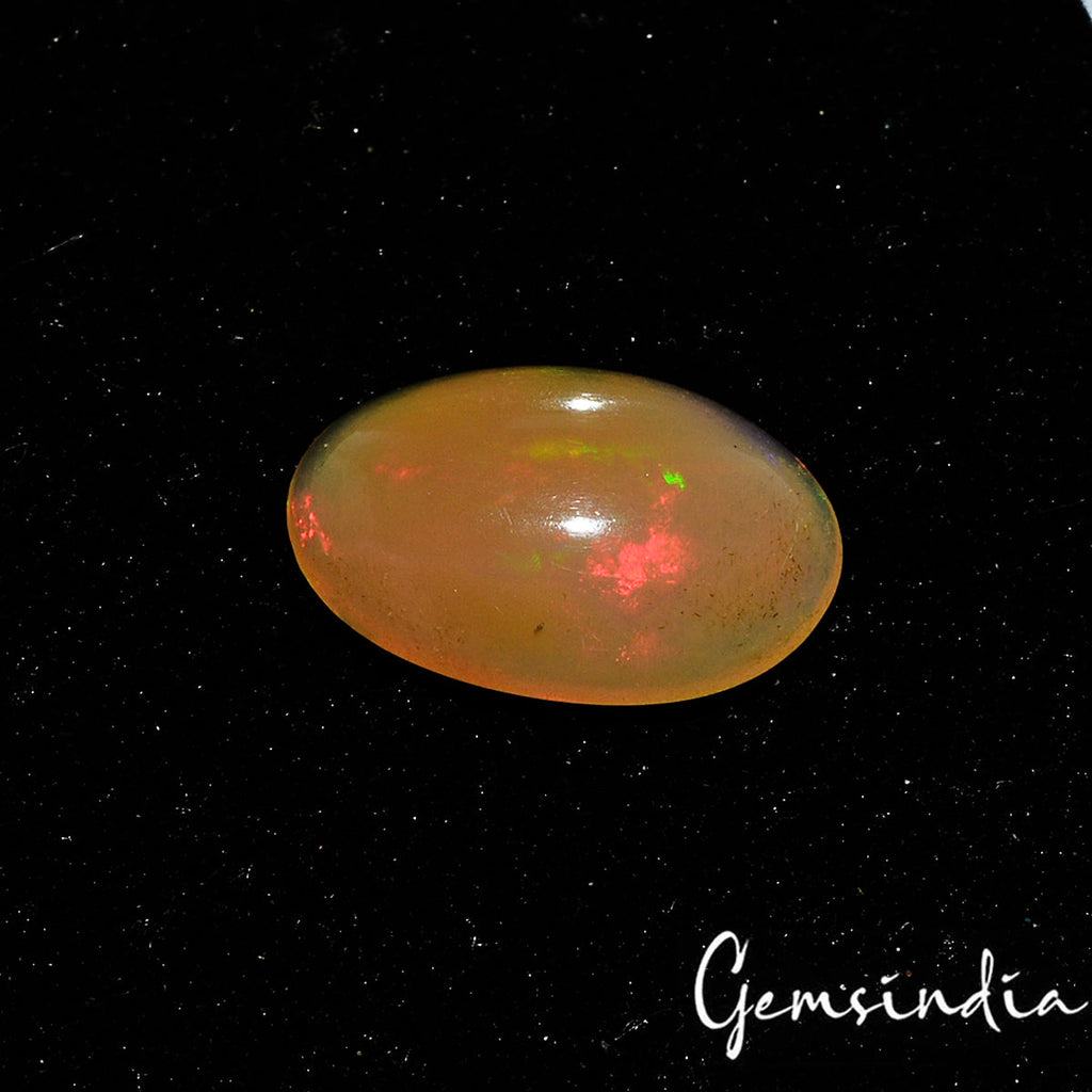 Certified 1.60 Cts Natural Untreated Welo Fire Ethiopian Opal Oval Cab Loose Gem