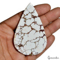 225 Ct Untreated Pear Natural White Buffalo Turquoise Cabochon Huge Gemstone