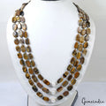 663 Cts Natural Untreated Tiger Eye Oval Cab Beaded Handmade Necklace & Earring