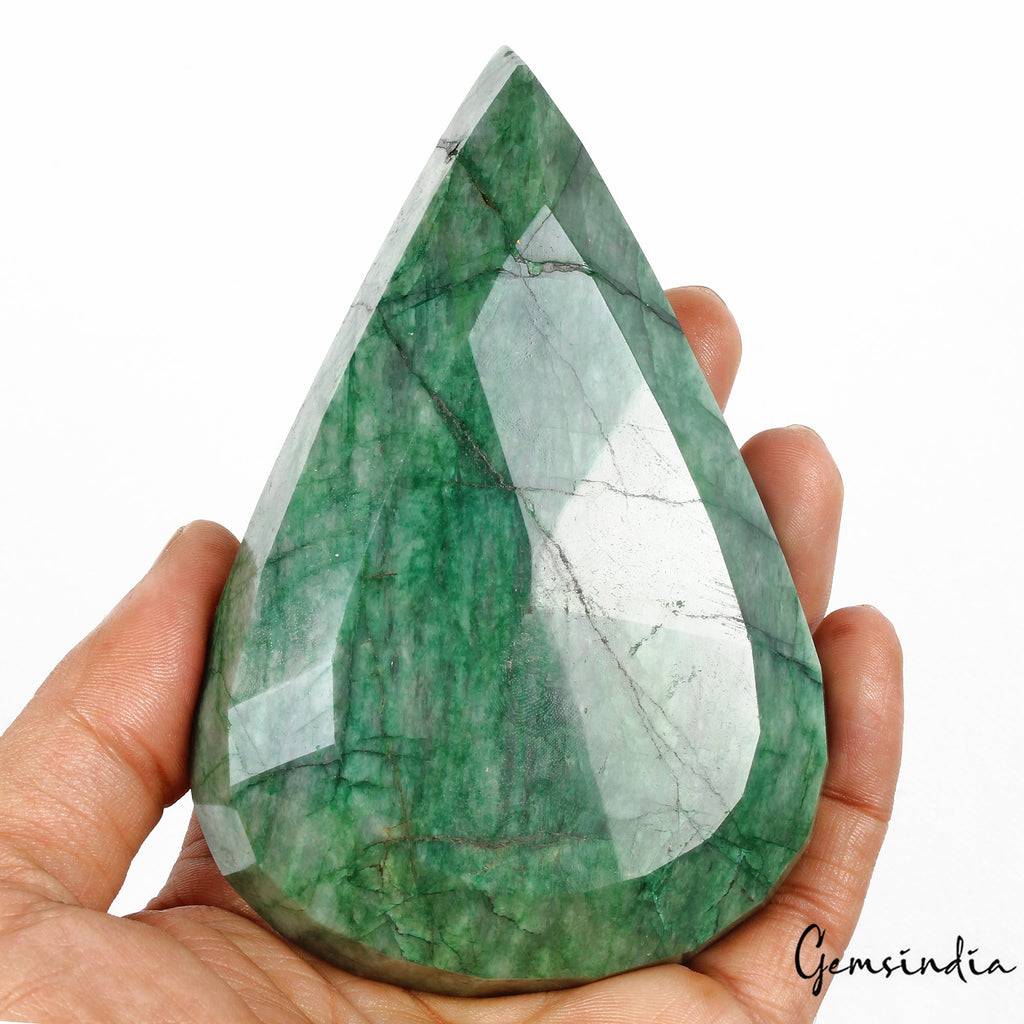 1720 Cts Natural Brazilian Green Emerald Pear Faceted Huge Earth mined Loose Gem