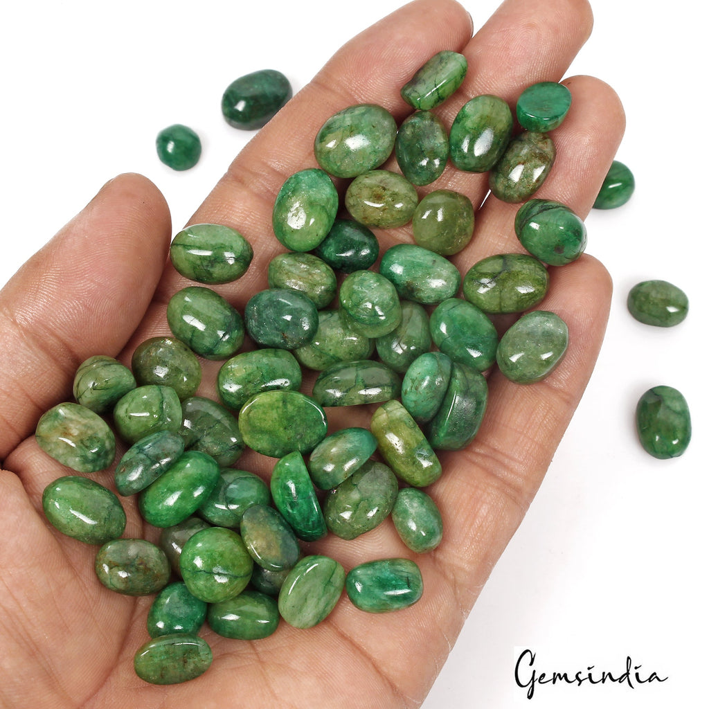 400 Ct Natural Green Brazilian Emerald Oval Cab Loose Wholesale Gems Lot 57 Pcs