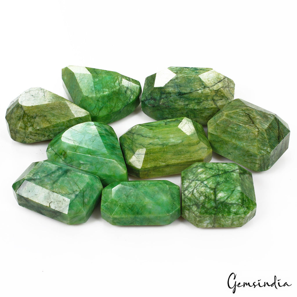 5000 Cts / 9 Pieces Natural Brazilian Green Emerald Mix Cut Loose Gemstone Lot