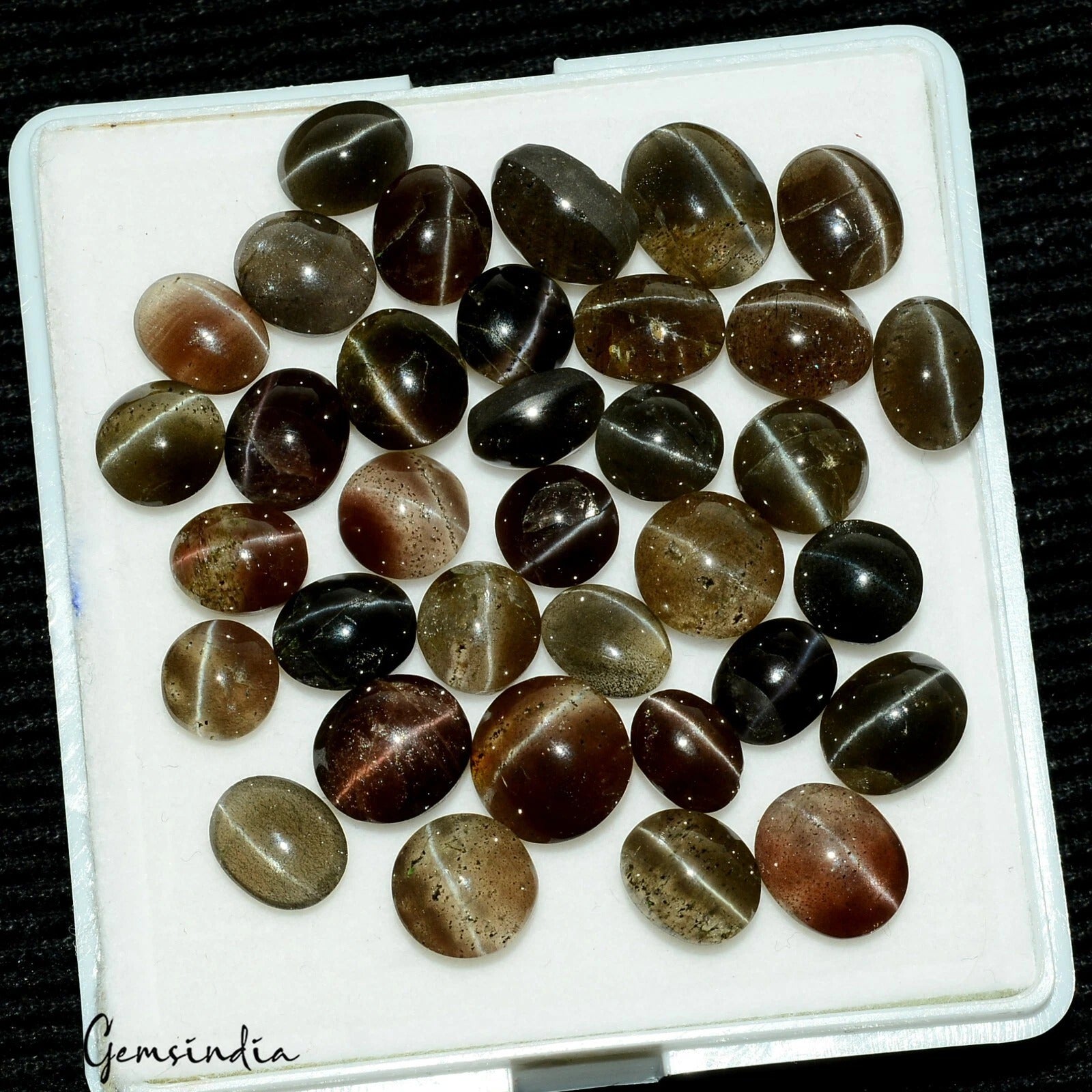 Rare Spectrolite Cats Eye Gemstone Oval & Round Cabochon 7-11mm 81.90 Ct 35 Pcs
